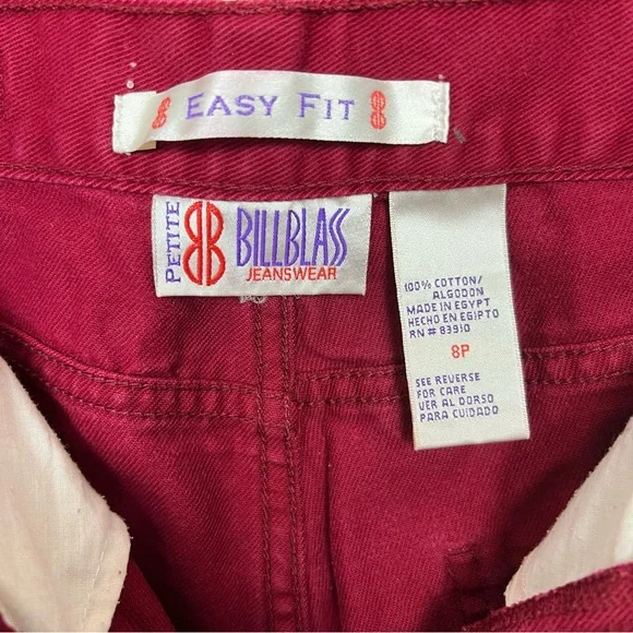 Vintage Bill Blass Jeanswear Easy Fit 90s Red / Maroon High Rise Jeans Size 26P - Picture 3 of 4